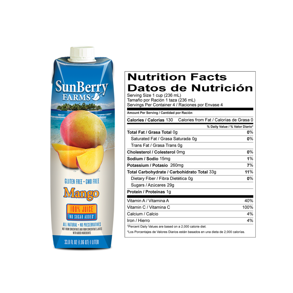 SUNBERRY FARMS: 100% Mango juice, 33.81 oz