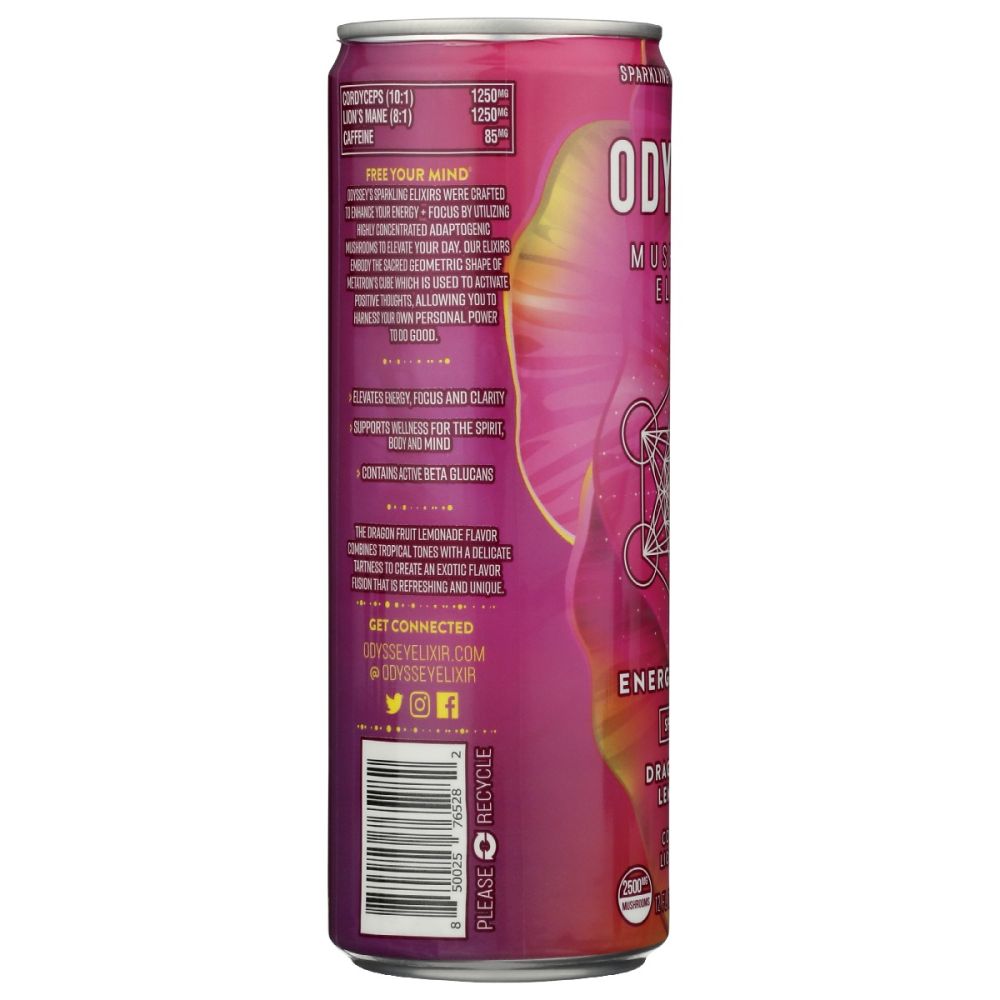 ODYSSEY ELIXIR: Energy Plus Focus Dragon Fruit Lemonade, 12 fo