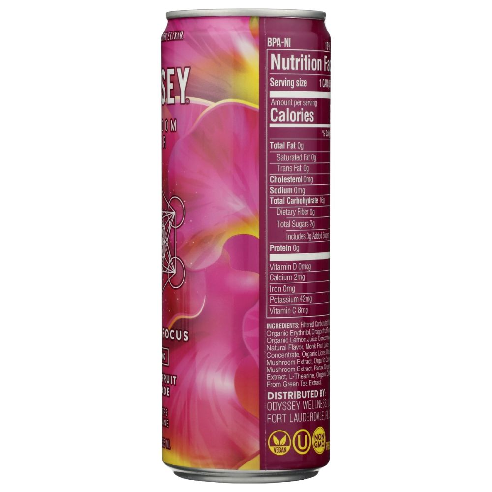 ODYSSEY ELIXIR: Energy Plus Focus Dragon Fruit Lemonade, 12 fo