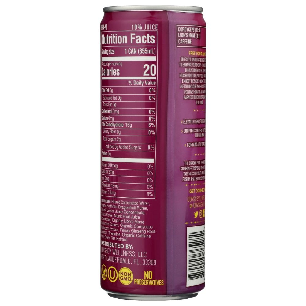 ODYSSEY ELIXIR: Energy Plus Focus Dragon Fruit Lemonade, 12 fo