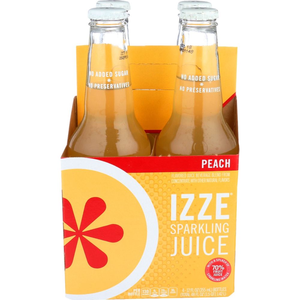 IZZE BEVERAGE: Sparkling Juice Peach 4Pack, 48 fo