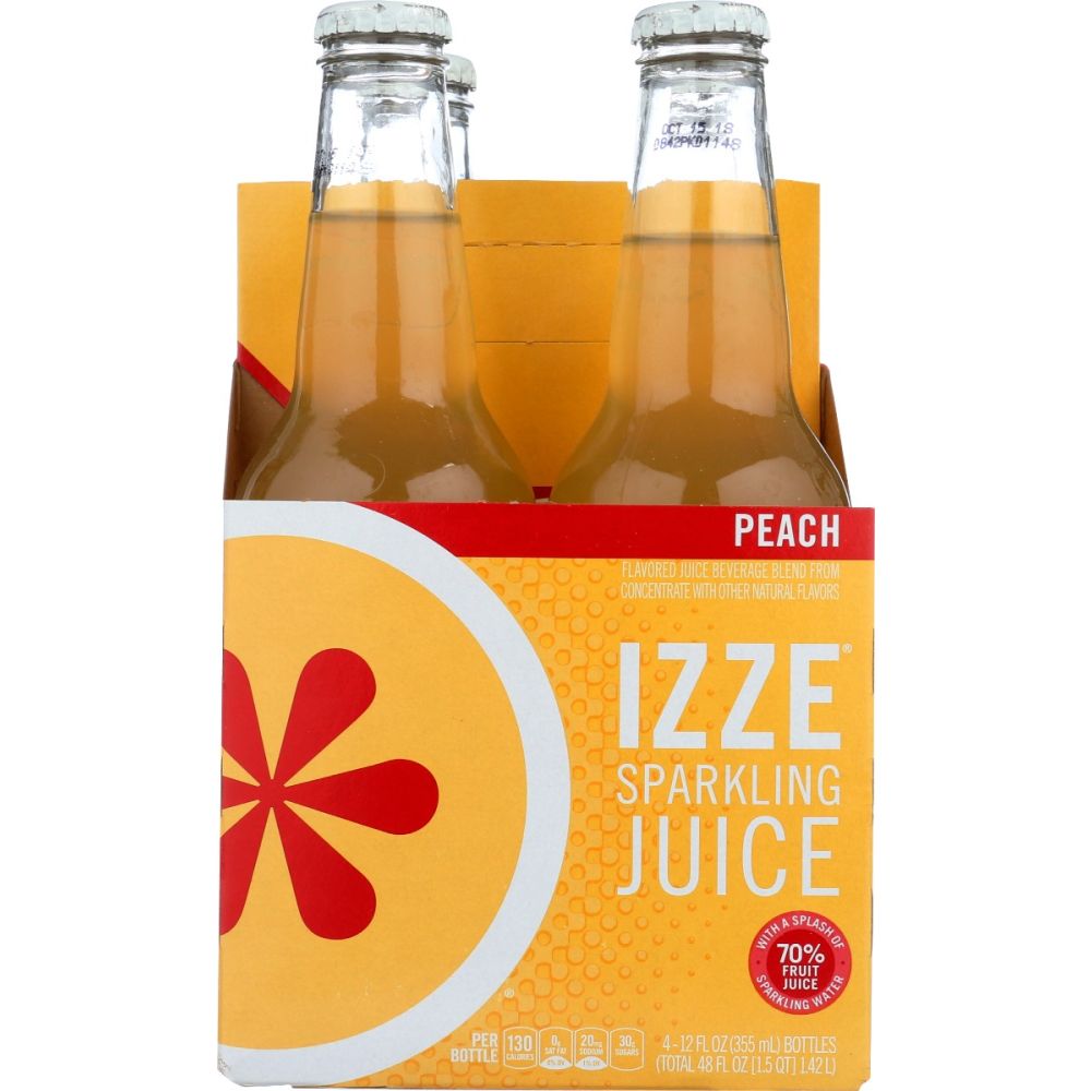 IZZE BEVERAGE: Sparkling Juice Peach 4Pack, 48 fo
