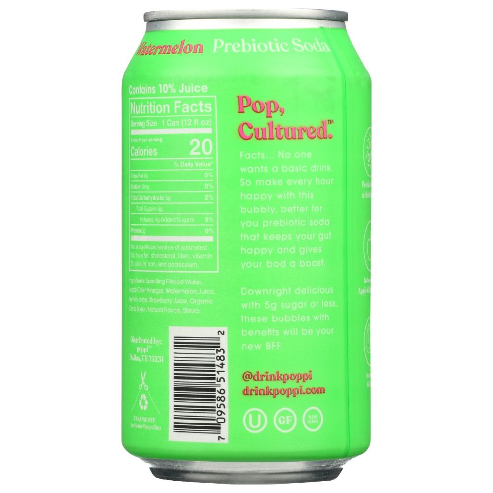 POPPI: Soda Prebiotic Watermelon, 12 fo