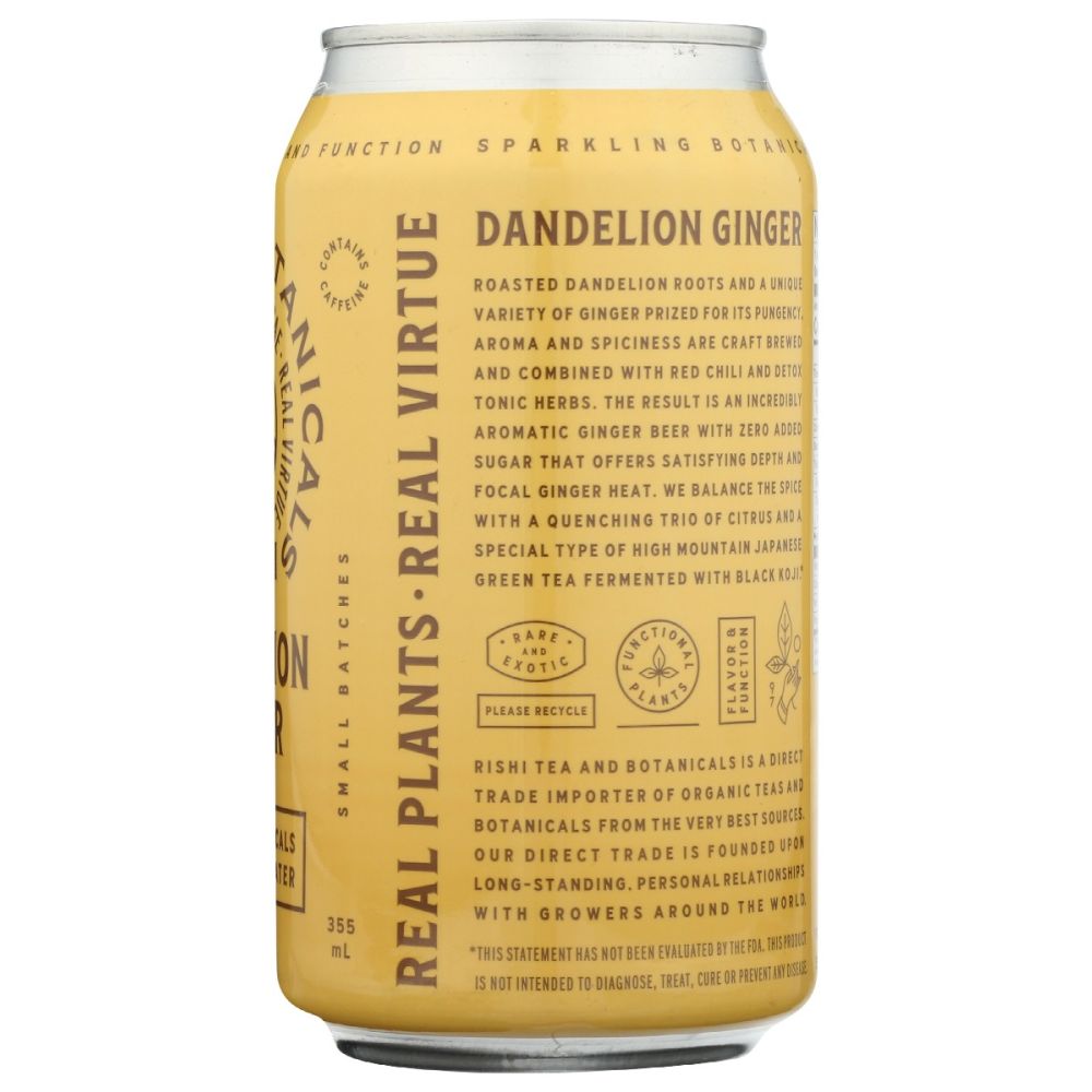 RISHI TEA: Beverage Sparkling Dandelion Ginger, 12 fo