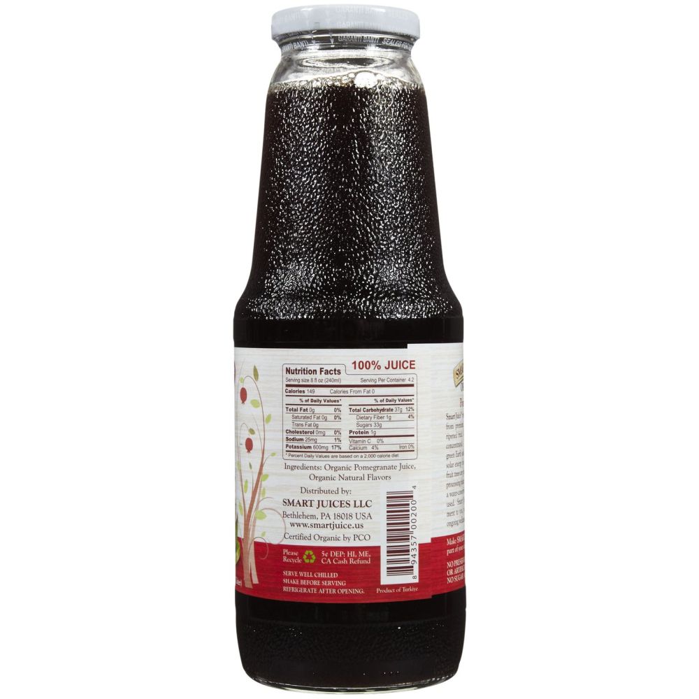 SMART JUICE: 100% Juice Organic Pomegranate, 33.8 oz