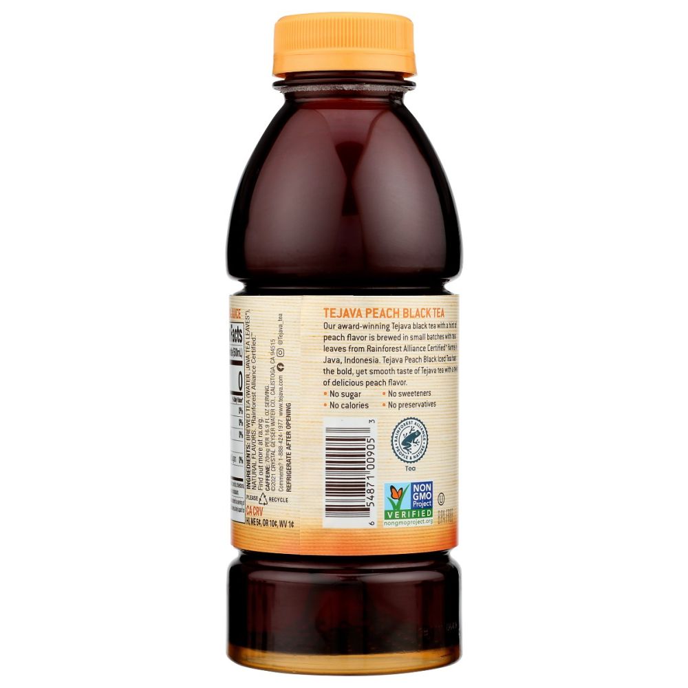 TEJAVA: Peach Black Tea, 16.9 fo