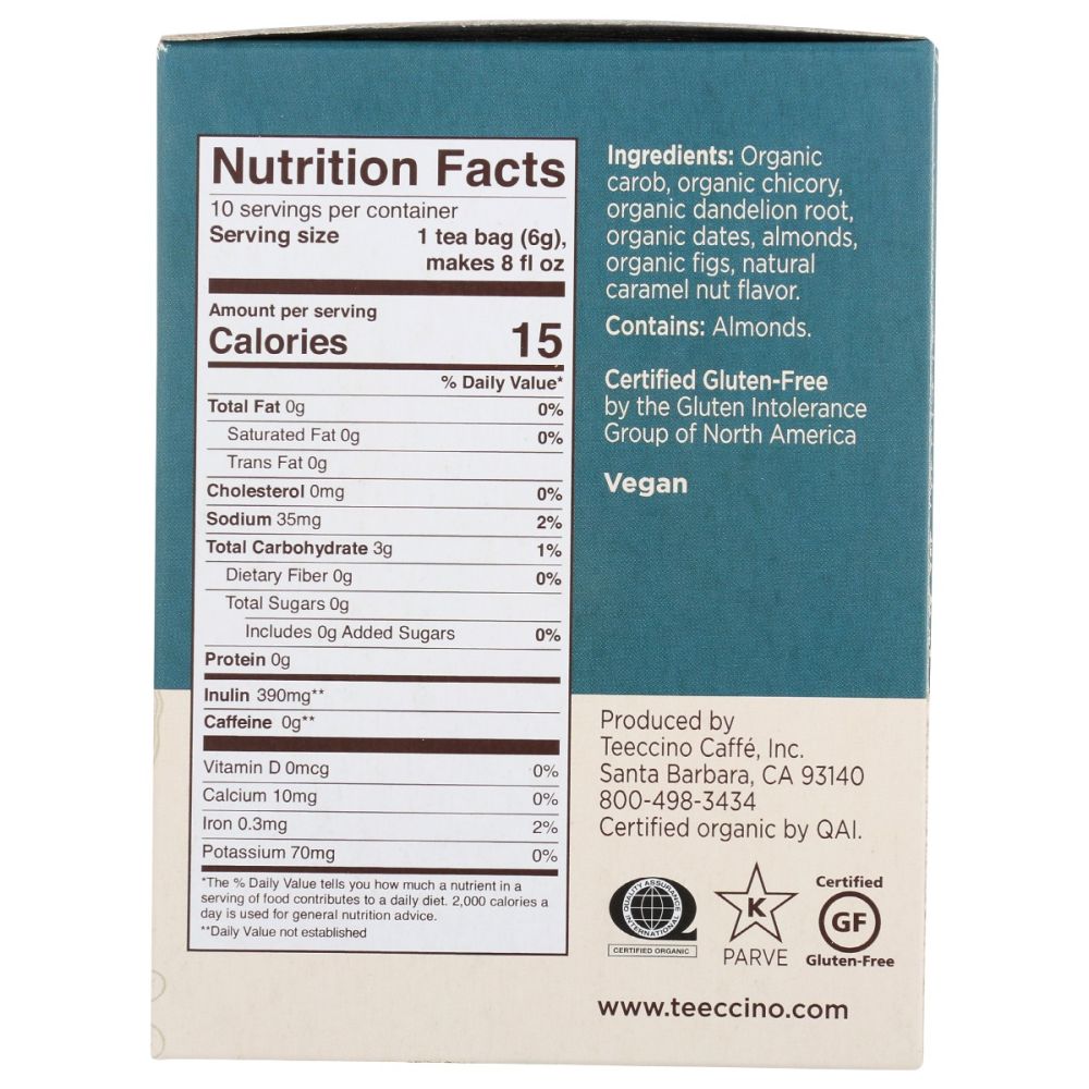 TEECCINO: Dandelion Caramel Nut Herbal Tea, 10 ct