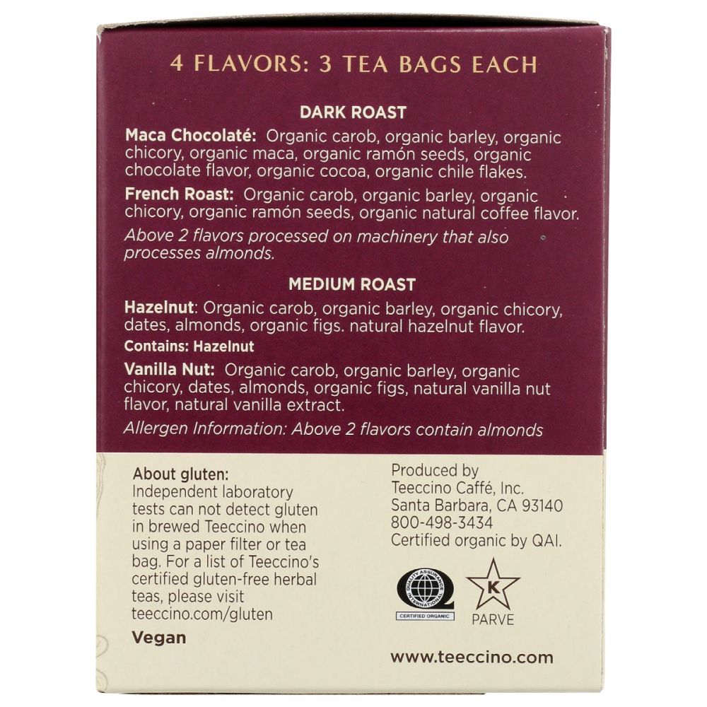 TEECCINO: Roasted Herbal Tea Sampler, 12 bg