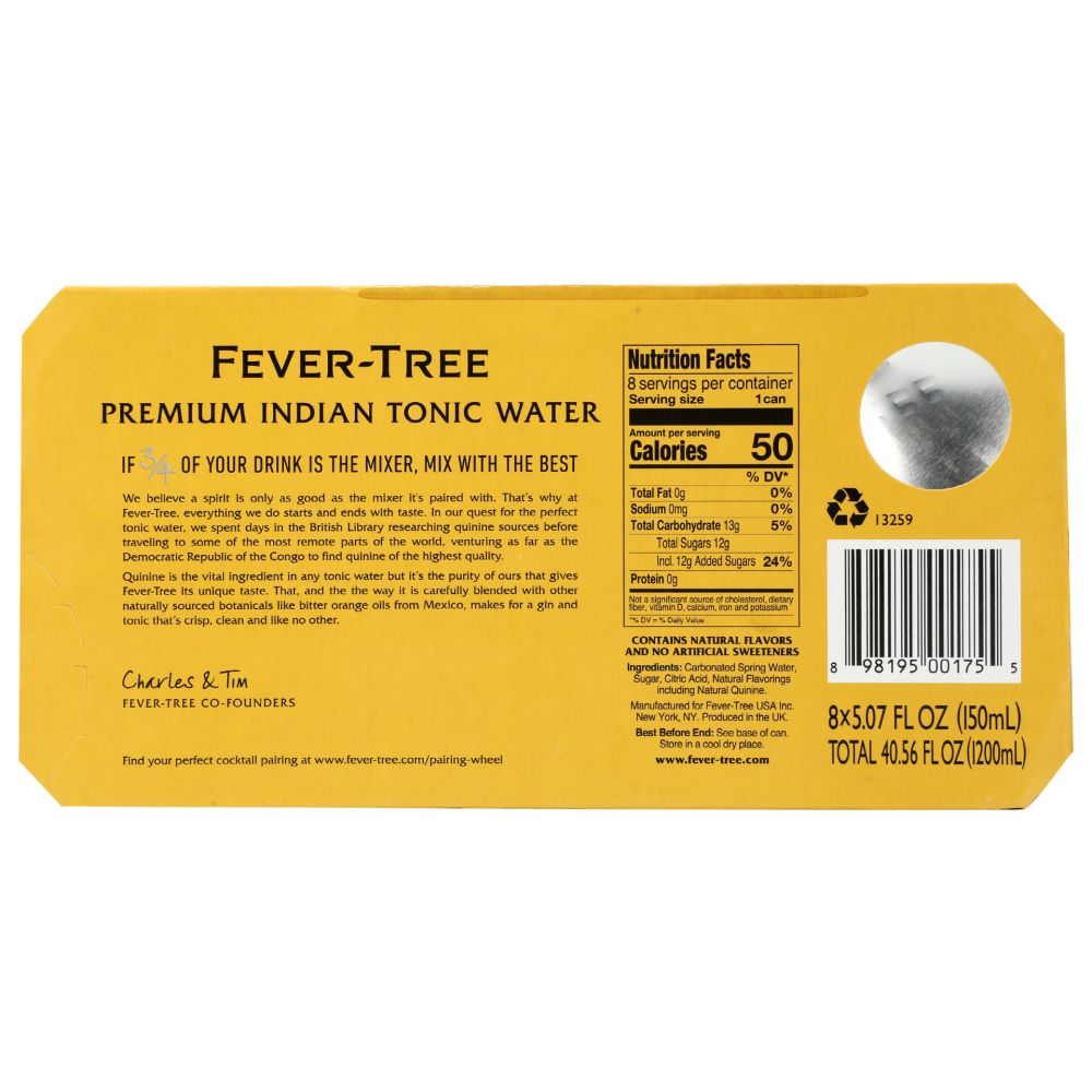 FEVER TREE: Premium Indian Tonic Water, 40.56 fo