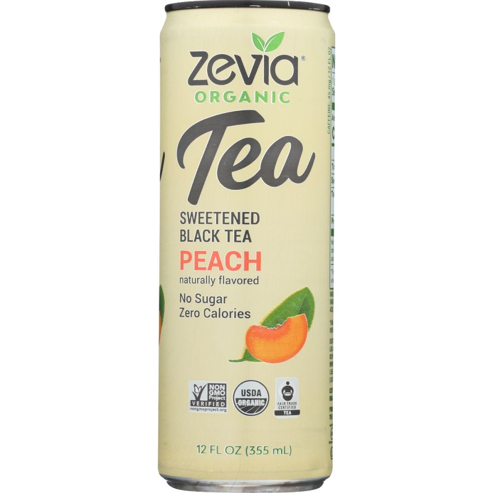 ZEVIA: Organic Black Tea Peach, 12 fo