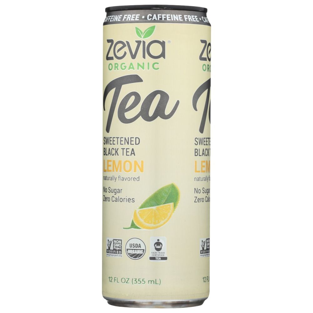 ZEVIA: Sweetened Black Tea Lemon Caffeine Free, 12 fo