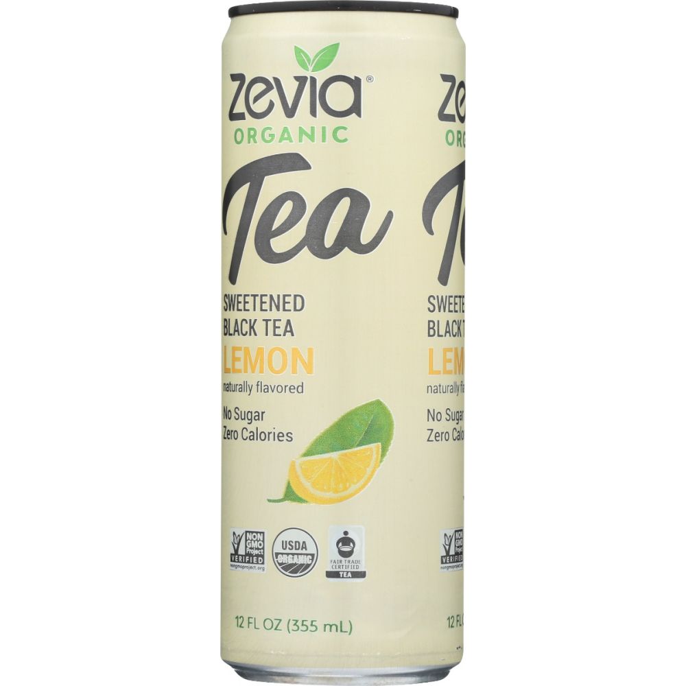 ZEVIA: Organic Black Tea Lemon, 12 fo