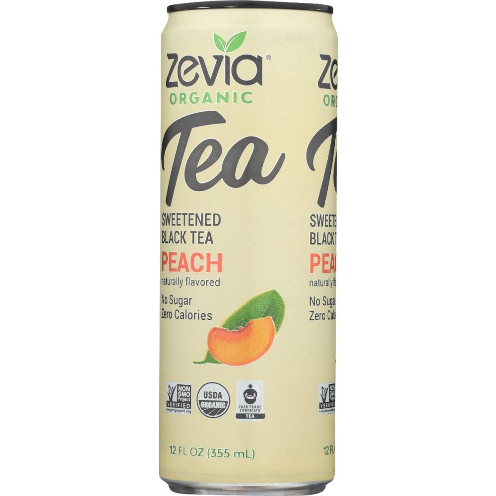 ZEVIA: Organic Black Tea Peach, 12 fo